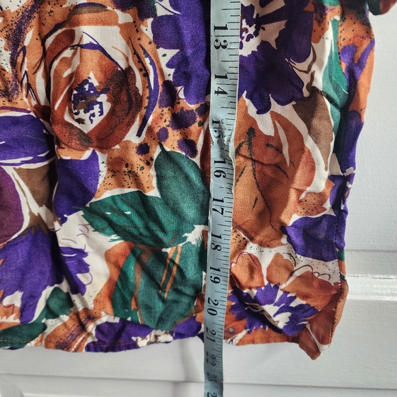 Vintage 80s Ann Hill Floral Short Sleeve Top Blouse Small - Picture 6 of 8